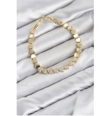 CM Kalp Model Zirkon Taşlı VIP Seri Gold Renk Pirinç Kadın Bileklik