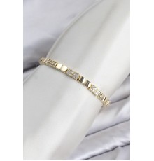CM Kare Model Zirkon Taşlı VIP Seri Gold Renk Pirinç Kadın Bileklik