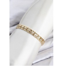 CM Geometrik Model Zirkon Taşlı VIP Seri Gold Renk Pirinç Kadın Bileklik