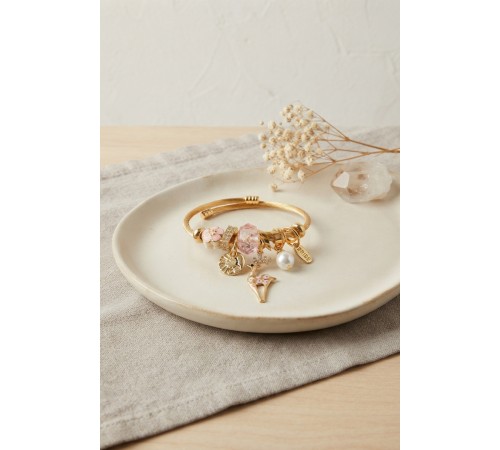 Geyik Model Gold Renk Pembe Charmlı Bileklik