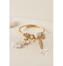 Kelebek Model Gold Renk Beyaz Charmlı Bileklik