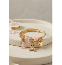 Tavşan Model Gold Renk Pembe Charmlı Bileklik