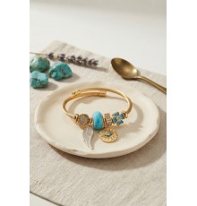 Mavi Renk Göz Model Gold Charmlı Bileklik