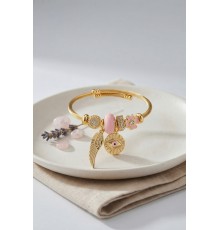 Pembe Göz Model Gold Renk Charmlı Bileklik