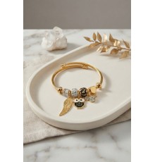 Siyah Baykuş Model Gold Renk Charmlı Bileklik