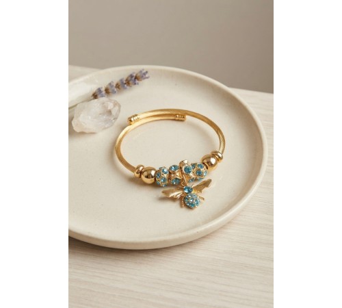 Mavi Arı Model Gold Renk Charm Bileklik