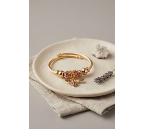 Pembe Arı Model Gold Renk Charm Bileklik
