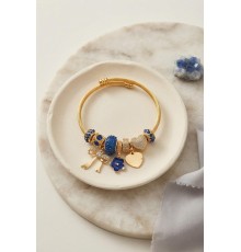 Fiyonk Charmlı Mavi Renk Gold Bileklik