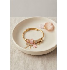 Fiyonk Charmlı Pembe Renk Gold Bileklik