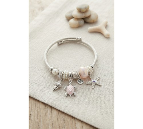 Pembe Caretta Caretta ve Deniz Yıldızı Charmlı Bileklik