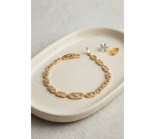 Gold Renk Zirkon Taşlı Messika Model Bileklik