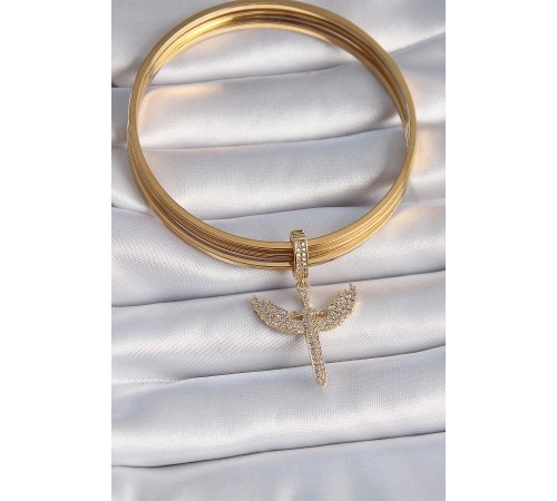Pirinç Gold Renk Zirkon Taşlı Mikail Model Ajda Charm