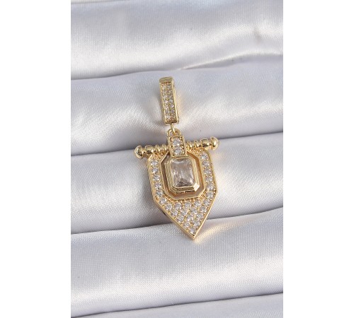Pirinç Gold Renk Baget Zirkon Taşlı Ajda Charm