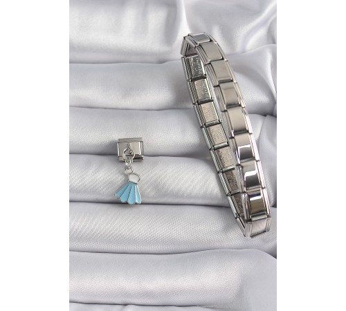 316L Çelik Gümüş Renk Mavi Renk Sallantı Elbise Model Nomination Charm