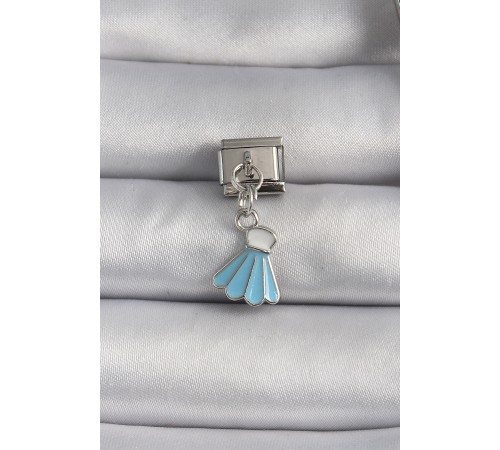 316L Çelik Gümüş Renk Mavi Renk Sallantı Elbise Model Nomination Charm