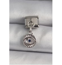 316L Çelik Gümüş Renk Sallantı Zirkon Taşlı Göz Model Nomination Charm