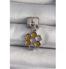 316L Çelik Gümüş Renk Sallantı Simli Bal Beteği Model Nomination Charm