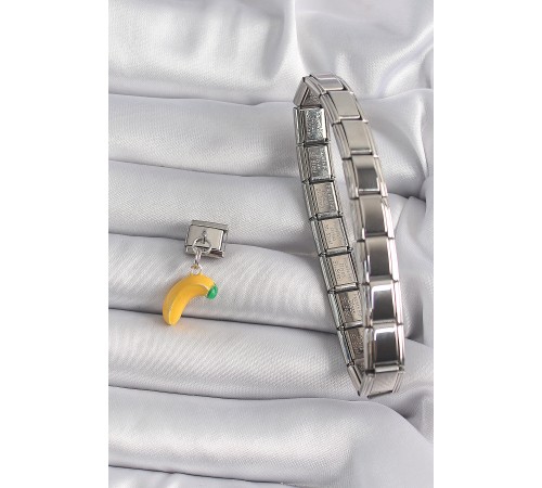 316L Çelik Gümüş Renk Sallantı Muz Model Nomination Charm