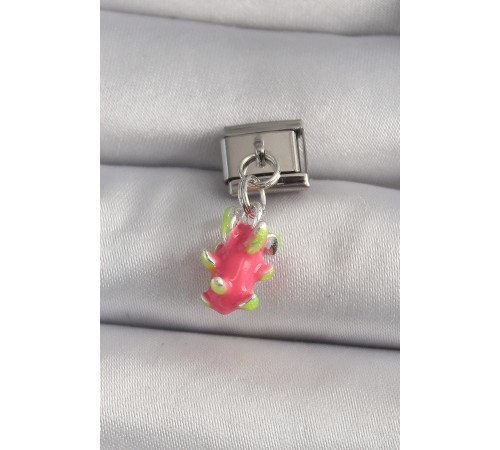 316L Çelik Gümüş Renk Sallantı Ejder Meyvesi Model Nomination Charm