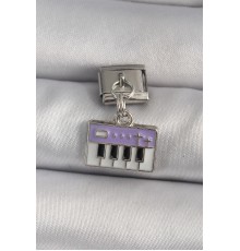 316L Çelik Gümüş Renk Sallantı Mor Piyano Figür Nomination Charm