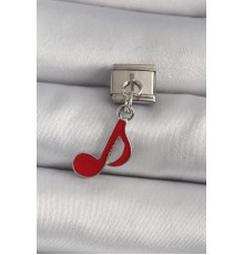 316L Çelik Gümüş Renk Kırmızı Nota Model Nomination Charm