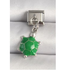 316L Çelik Gümüş Renk Yeşil Kaplumbağa Model Nomination Charm