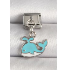 316L Çelik Gümüş Renk Mavi Balina Model Nomination Charm