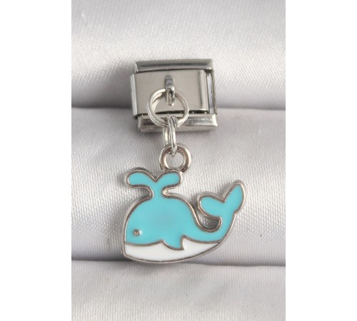316L Çelik Gümüş Renk Mavi Balina Model Nomination Charm