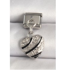 316L Çelik Gümüş Renk Zirkon Taşlı Kalp Model Nomination Charm