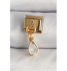 316L Çelik Gold Renk Sallantı Damla Zirkon Taşlı Nomination Charm