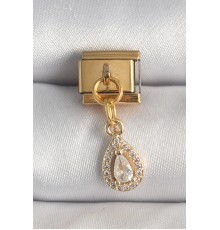 316L Çelik Gold Renk Sallantı Damla Zirkon Taşlı Nomination Charm