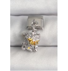 316L Çelik Gümüş Renk Sallantı Aslan Model Nomination Charm