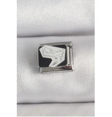 316L Çelik Gümüş Renk Siyah Beyaz Kuş İşlemeli Nomination Charm