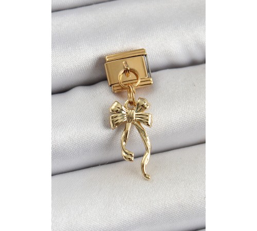 316L Çelik Sallantılı Uzun Fiyonk Model Gold Renk Nomination Charm