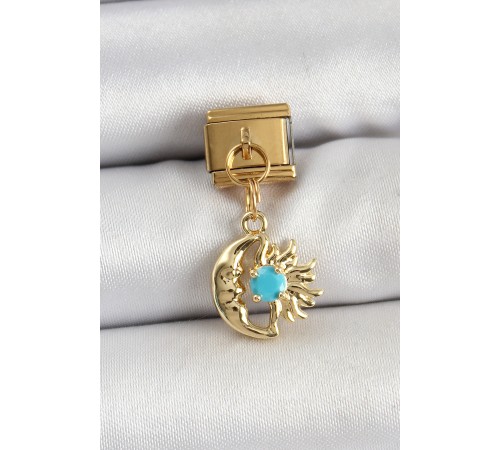 316L Çelik Sallantılı Ay Ve Güneş Model Gold Renk Nomination Charm