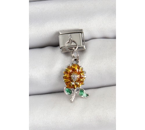 316L Çelik Sallantılı Ayçiçeği Model Gümüş Renk Nomination Charm