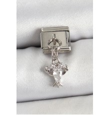 316L Çelik Sallantılı Zirkon Taşlı Yengeç Model Gümüş Renk Nomination Charm