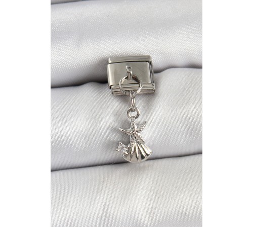 316L Çelik Sallantılı Zirkon Taşlı Deniz Yıldızı Ve İstiridye Model Gümüş Renk Nomination Charm