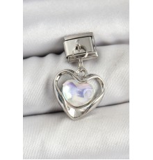 316L Çelik Sallantılı Zirkon Taşlı Kalp Model Gümüş Renk Nomination Charm