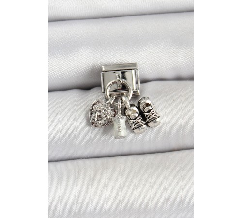 316L Çelik Gümüş Renk Bebek Konsept Nomination Charm