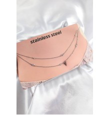 316L Çelik Zirkon Taşlı Damla Model Gümüş Renk Göbek Bel Zinciri