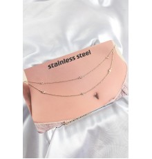 316L Çelik Zirkon Taşlı Damla Model Gold Renk Göbek Bel Zinciri