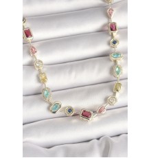 Pirinç Gold Renk Zirkon Taşlı VIP Seri Kadın Kolye