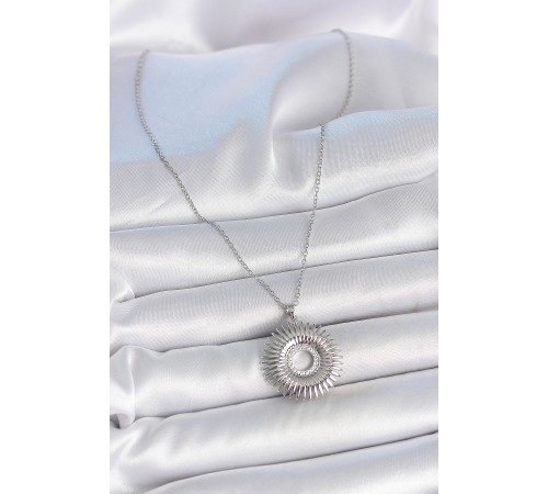 316L Çelik Gümüş Renk Zincir Zirkon Taşlı Nova Yıldız Model Kadın Kolye