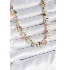 Pirinç Gold Renk Zirkon Taşlı Diken Model VIP Seri Kadın Kolye