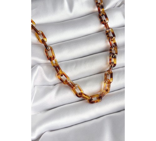 Leopar Desenli Mika Zincir Kadın Kolye