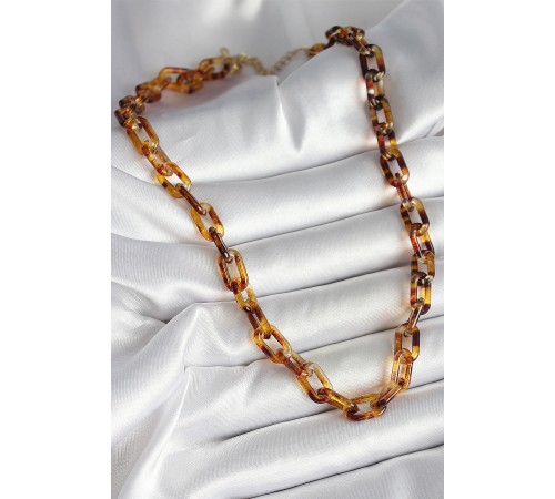 Leopar Desenli Mika Zincir Kadın Kolye