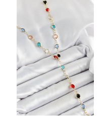 Pirinç Asorti Model Gold Renk Zirkon Taşlı Y Kolye