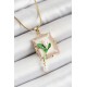 316L Çelik Zincir Beyaz Sanatsal Portre Sallantılı İnci Detaylı Lale Model Gold Renk Kadın Kolye