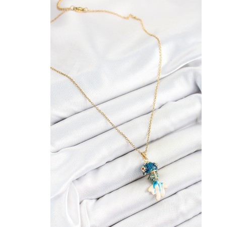 316L Çelik Zincir Mavi Balık Model Gold Renk Kadın Kolye